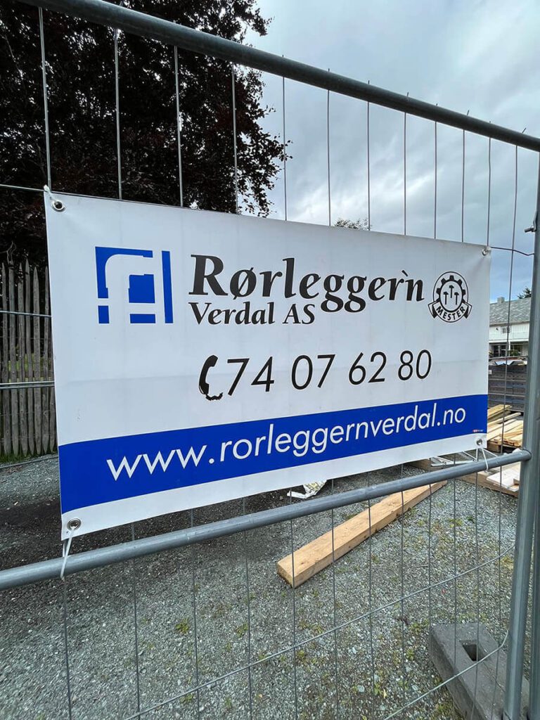 Banner produsert for Rørleggern Verdal AS.