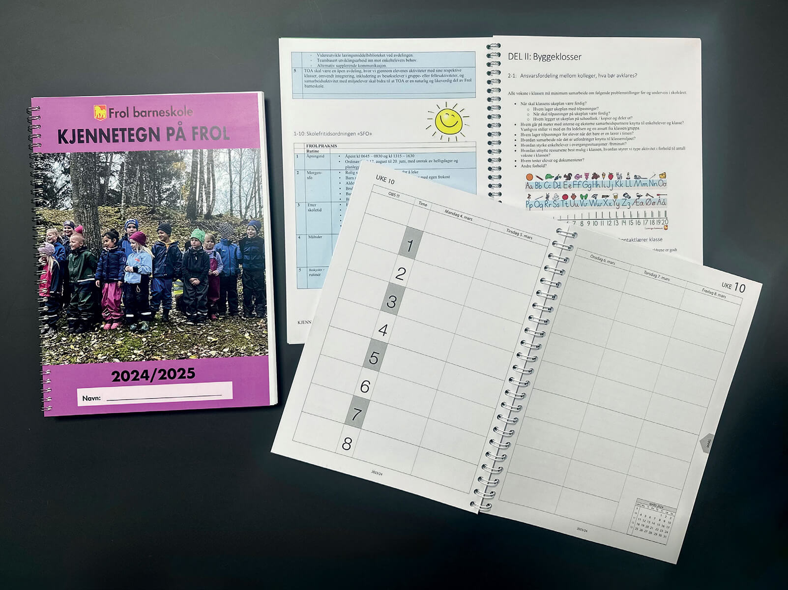 Ukeplanlegger for Frol Barneskole i Levanger.